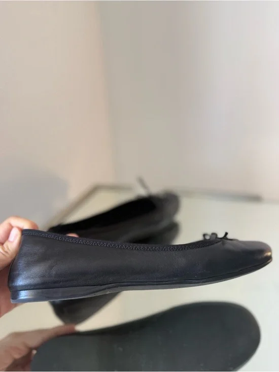 Prada Black Leather Triangle Logo Bow Flat 36.5 - Picture 9 of 11